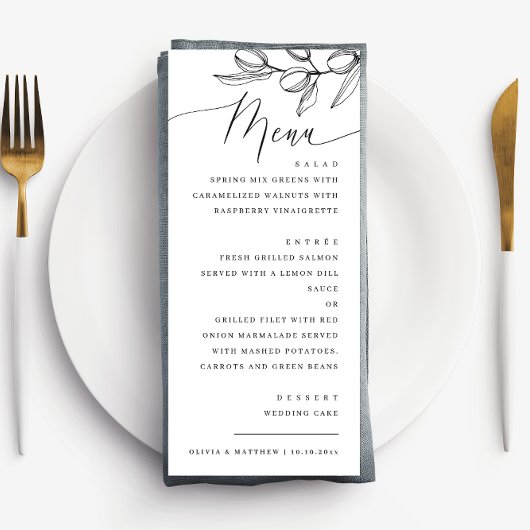 Menu Mariage méditerranéen | Olive minimaliste élégant