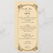 Menu Mariage, menu réunion, grand Gatsby, ivoire, (Devant / Derrière)