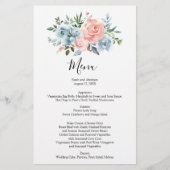 Menu mariage Menus Menues Aquarelle Roses (Devant)
