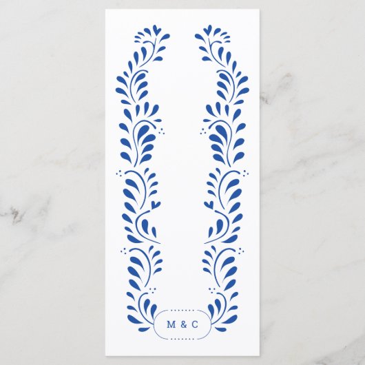 Menu Mariage mexicain bleu Puebla Style (Dos)