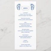 Menu Mariage mexicain bleu Puebla Style (Devant)