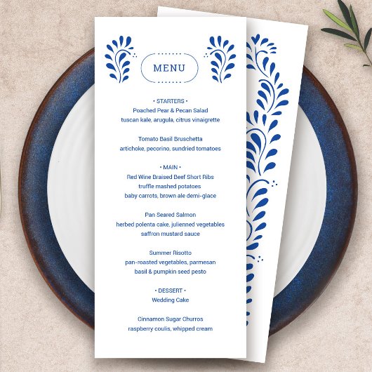 Menu Mariage mexicain bleu Puebla Style