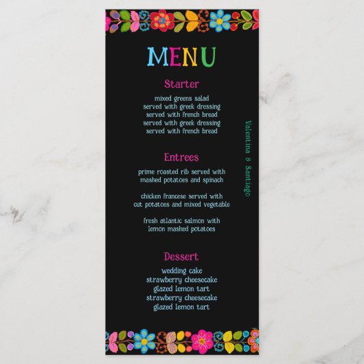 Menu Mariage mexicain moderne (Devant)