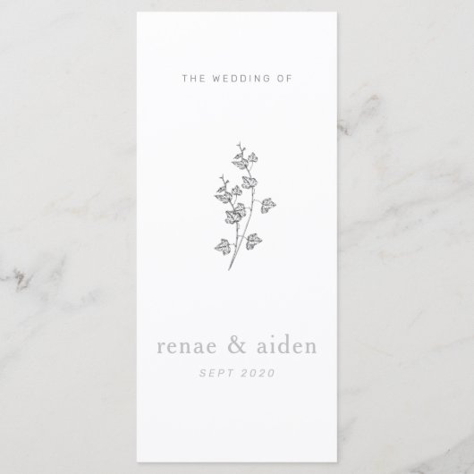 Menu Mariage minimal (Dos)