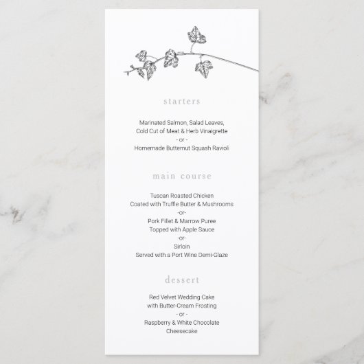 Menu Mariage minimal (Devant)