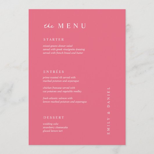 MENU MARIAGE MINIMAL BRIGHT (Devant)