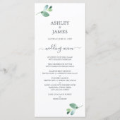 Menu Mariage minimal de feuillage Eucalyptus à script c (Devant)