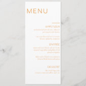 Menu Mariage minimal Dîner Anniversaire Douche (Devant)