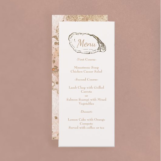 Menu Mariage minimal moderne Oyster Pearl Beach