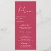 Menu Mariage minimal Viva Magenta à script simple moder (Devant)