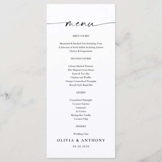 Menu Mariage minimaliste (Devant)