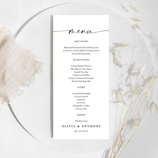 Menu Mariage minimaliste