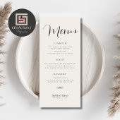 Menu Mariage minimaliste