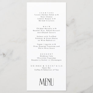 Menu Mariage minimaliste Art Déco moderne