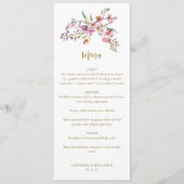 Menu Mariage minimaliste Boho rose Fleur sauvage person (Devant)