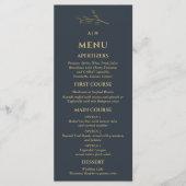 Menu Mariage Minimaliste Botanique Monogramme Charbon (Devant)