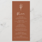 Menu Mariage minimaliste Botanique Terracotta Boho (Devant)