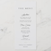 Menu Mariage Minimaliste Calligraphique Gris Clair (Devant)