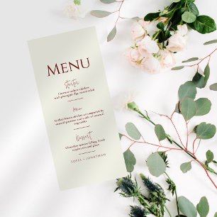 Menu Mariage minimaliste Canyon Rose