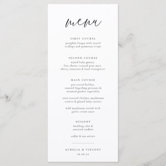 Menu Mariage minimaliste chic (Devant)