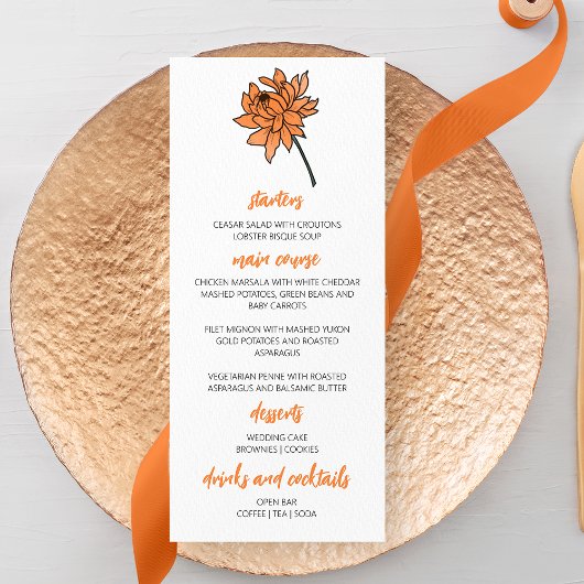 Menu Mariage minimaliste Chrysanthemum