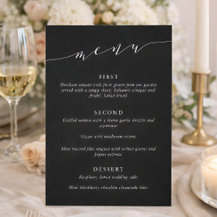 Menu Mariage Minimaliste Classique Noir Dîner de Mariag