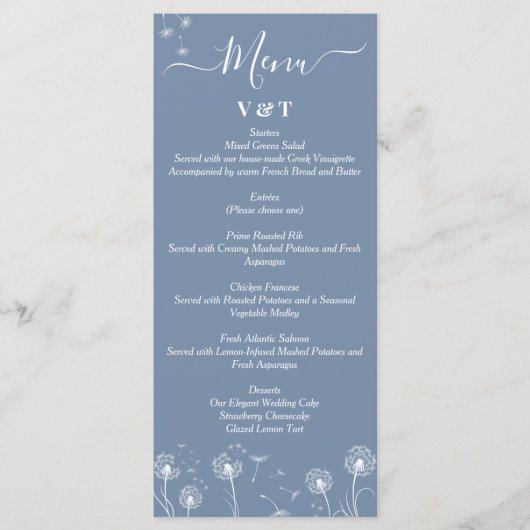 Menu Mariage Minimaliste de Fleur Sauvage (Devant)