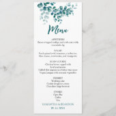 Menu Mariage minimaliste de verdure eucalyptus (Devant)