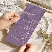 Menu Mariage minimaliste Dusty Purple