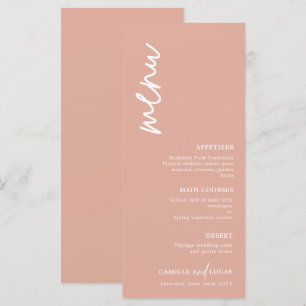 Menu Mariage minimaliste Dusty Rose