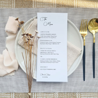 Menu Mariage minimaliste Élégant