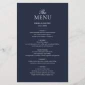 Menu Mariage minimaliste Élégant bleu marine (Devant)