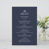 Menu Mariage minimaliste Élégant bleu marine (Debout devant)
