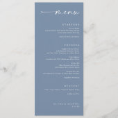 Menu Mariage Minimaliste Élégant Bleu Poussiéreux Moder (Devant)