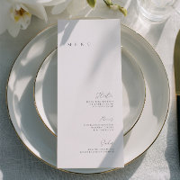 Menu Mariage Minimaliste Élégant Noir & Blanc