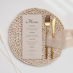 Menu Mariage Minimaliste Élégant Rose Poussiéreux Scrip