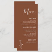Menu Mariage minimaliste en terre cuite (Devant / Derrière)