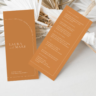 Menu Mariage minimaliste en terre cuite Boho Arch