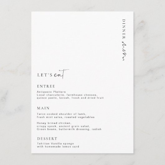 Menu Mariage minimaliste Estelle (Devant)
