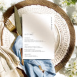 Menu Mariage minimaliste Estelle<br><div class="desc">Ce menu présente un design minimaliste moderne avec une police de caractères manuscrite sur un arrière - plan blanc pour un look simple et propre. Le titre "menu et manger" du script est une image qui ne peut pas être modifiée. Tous les autres textes sont entièrement modifiables. Pour une personnalisation...</div>