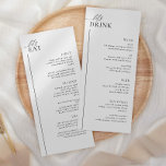 Menu Mariage minimaliste et menu boisson LAYLA<br><div class="desc">Menu minimaliste mariage noir et blanc. Un menu moderne double face pour votre dîner de réception de mariage avec menu de boissons à l'arrière. Éléments entièrement modifiables et correspondants disponibles. LAYLA SUITE || Menu Diner & Boire - Articles correspondants disponibles.</div>