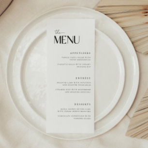 Menu Mariage minimaliste et moderne noir et blanc