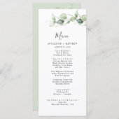 Menu Mariage minimaliste Eucalyptus Feuilles élégant (Devant / Derrière)
