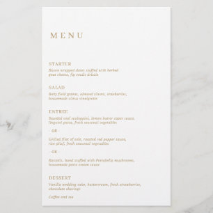 Menu Mariage minimaliste Gold Modern