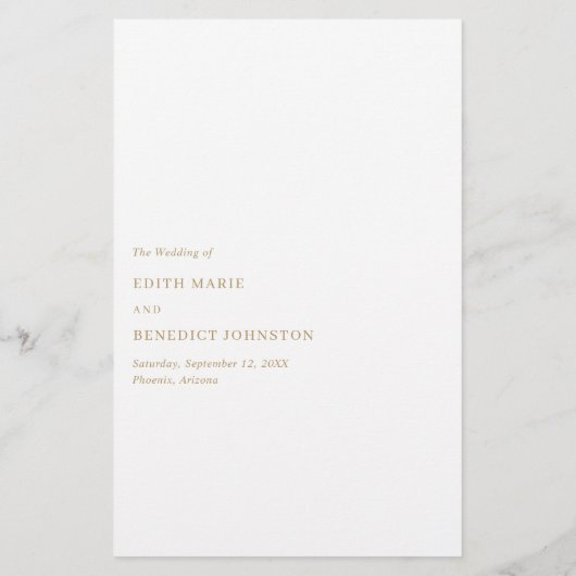 Menu Mariage minimaliste Gold Modern (Dos)
