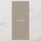 Menu Mariage minimaliste marron clair moderne (Dos)