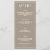 Menu Mariage minimaliste marron clair moderne (Devant)