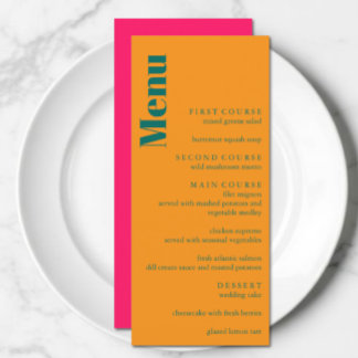 Menu Mariage minimaliste mélange et assorti de lever de