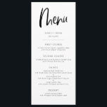 Menu Mariage minimaliste moderne<br><div class="desc">Carte de menu minimaliste moderne pour le dîner mariage avec police de caractères boho script.</div>