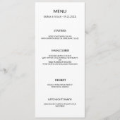 Menu Mariage minimaliste moderne (Devant)
